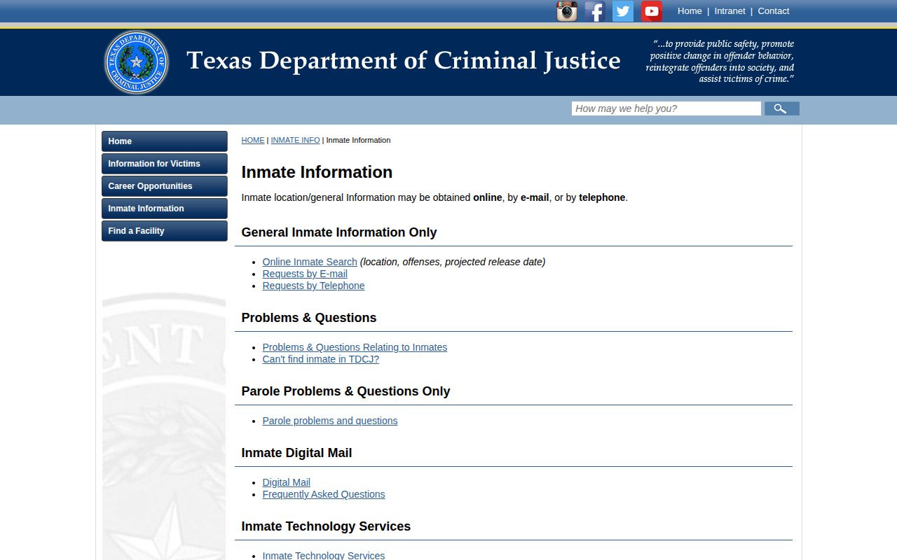 Jasper County TDCJ released inmate record access